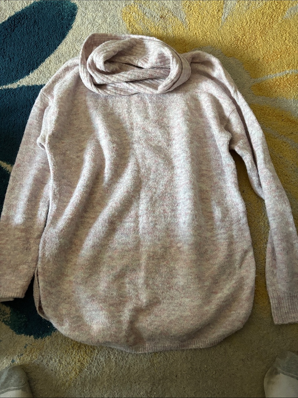 Reitmans Light Pink Marled Cowl Neck Sweater